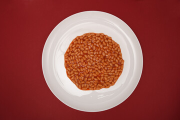 Baked beans on a white plate 