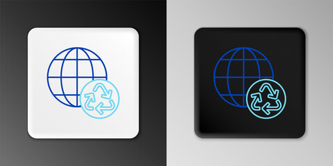 Line Planet earth and a recycling icon isolated on grey background. Environmental concept. Colorful outline concept. Vector