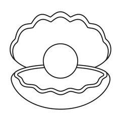 Pearl shell vector outline icon. Vector illustration pearl shell on white background. Isolated outline illustration icon of seashell