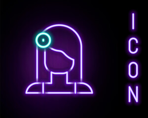Glowing neon line Portrait of Spanish woman icon isolated on black background. Colorful outline concept. Vector