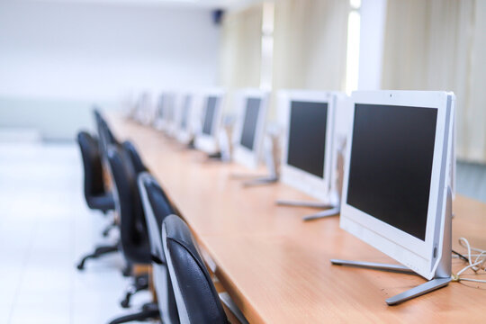 The Computer Lab Is Empty At The University.