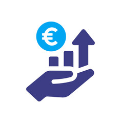 Euro currency increasing graph icon vector illustration.