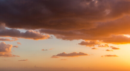 Fototapeta na wymiar Colorful cloudy sky at sunset. Sky texture, nature background.