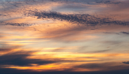 Fototapeta premium Heavenly abstract background. Picturesque bright, dramatic evening sky.