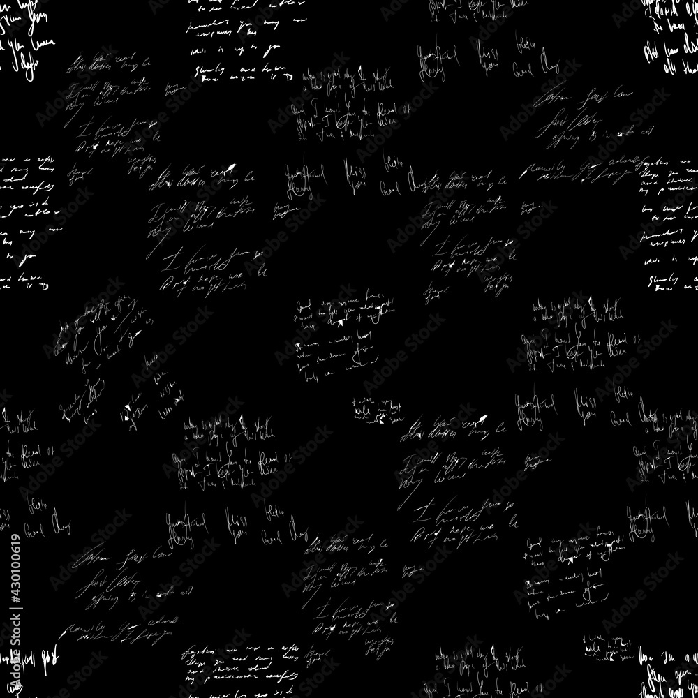 Poster seamless vector pattern. white text on a black background.