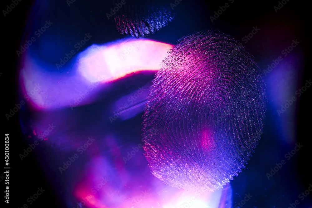 Aufkleber close up beautiful abstract blue, purple colored fingerprint on background texture for design. macro