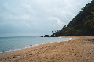 The beach on the island on a rainy day