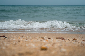 The beach on the island on a rainy day