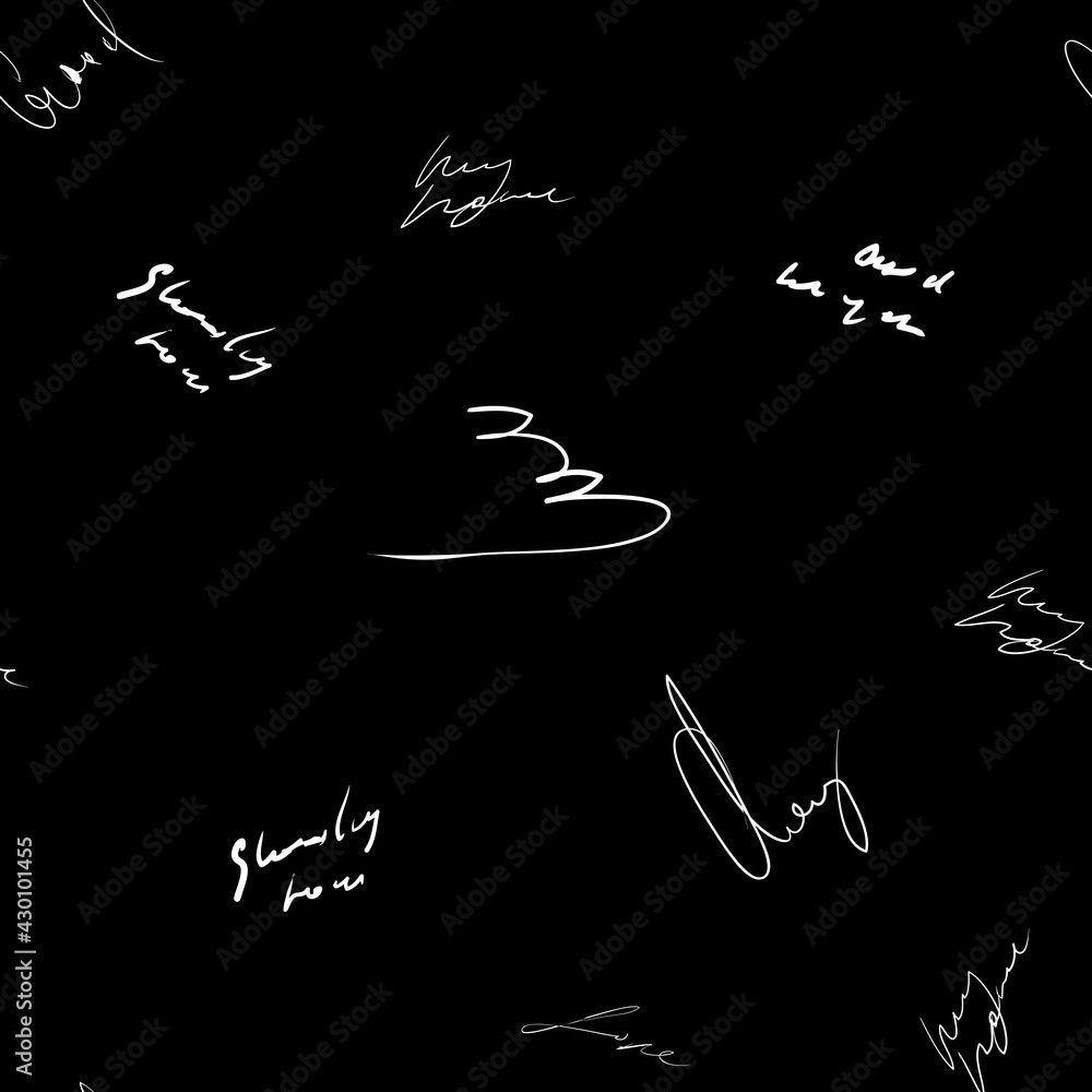 Poster seamless vector pattern. white text on a black background.