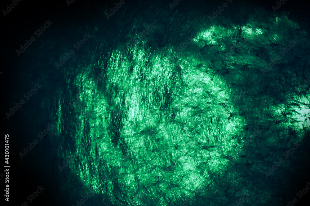 Poster Beautiful abstract texture circle in green light. Background pattern for design. Macro photography view.