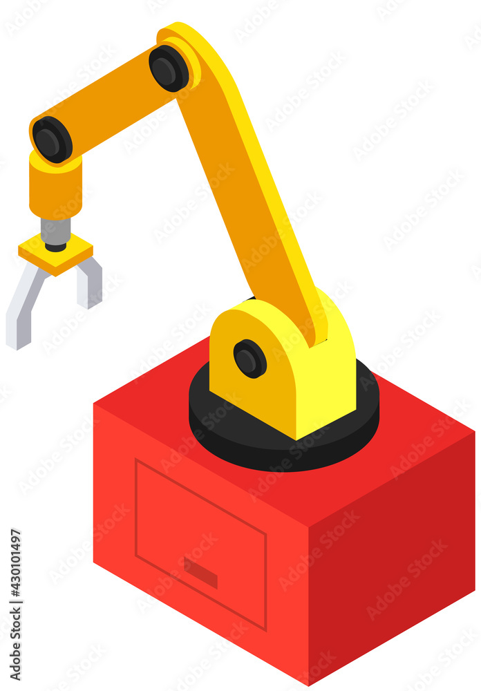 Poster robotic arm isolated on white background. mechanical hand vector illustration. modern technical mani