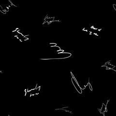 Seamless vector pattern. White text on a black background.