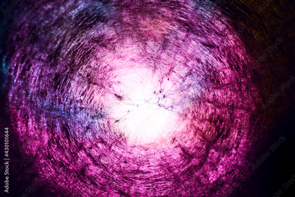 Poster Beautiful abstract texture circle in  purple light. Background pattern for design. Macro photography view.