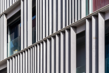 Steel facade. Architecture details. Facade Metal Geometric Structure