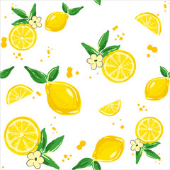 Lemons seamless pattern. Summer pattern.