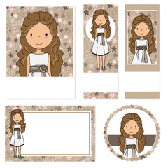 My first communion girl. Cards of different formats. Space for text