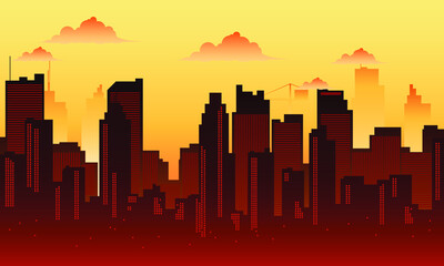 cool city Background silhouette in the sunset