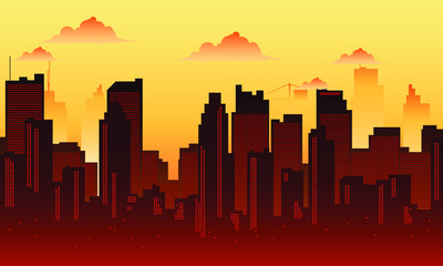 Obraz premium cool city Background silhouette in the sunset