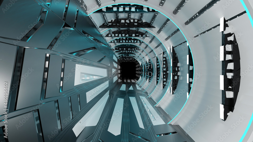 Poster sci-fi background corridor room smart future abstract 3d rendering