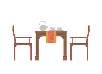 Table served for traditional japan or chinese tea ceremony a vector illustration