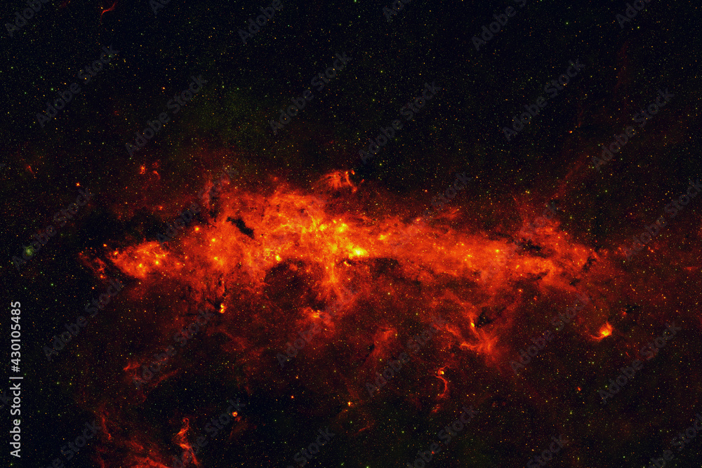 Poster amazing space with stars, galaxies, constellations and red nebulae. deep space with an explosion