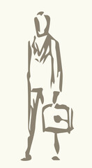 Businessman with a suitcase. Vector drawing