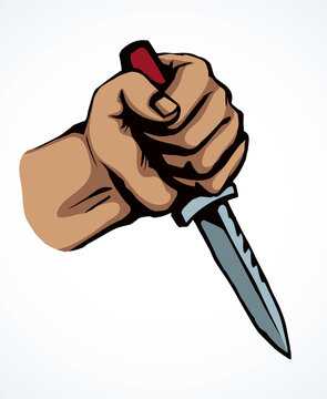 Hand With A Dagger. Vector Drawing