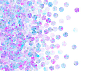 Iridescent spangles confetti placer vector composition. Chic lustering paillette particles holiday decor top view. New Year confetti scatter twinkling pattern.