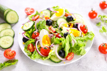 vegetable salad and fork