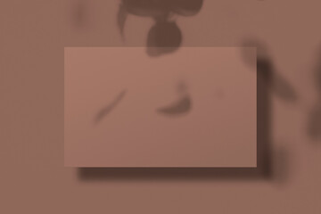 Blank brown business card with leaf shadow