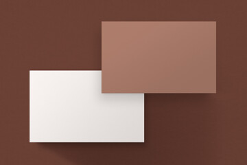 Blank brown business card in front and rear view