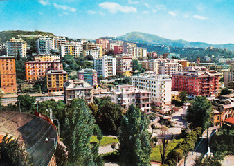 panorama of genoa from the 70s