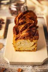 Sweet homemade almond brioche babka
