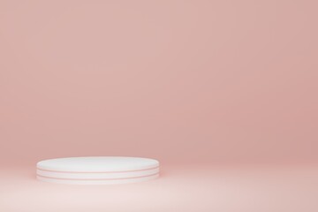 White Product Stand in pink room ,Studio Scene For Product ,minimal design,3D rendering