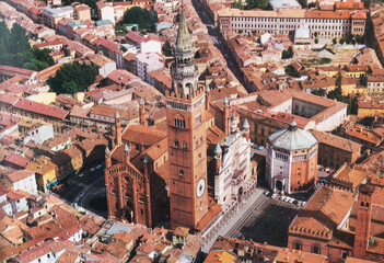cremona city cathedral from the 70s - obrazy, fototapety, plakaty