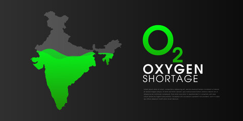 Shortage of oxygen during the second wave of coronavirus Covid-19 pandemic in India. Vector illustration