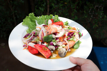 spicy salad or spicy seafood salad