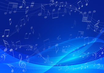 ウェーブ,波,背景,曲線,海,風,ブルー,夏,音符