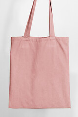 Pink tote shopping bag with blank space
