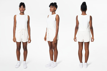 White tank top and shorts women's summer apparel