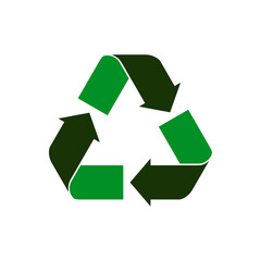 dual green colors recycle symbol, ecology friendly or zero waste icon
