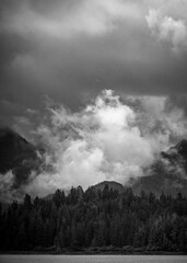Black and White photos while sailing out from Sitka, Alaska