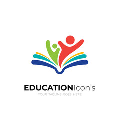 Education logo, Books and people logo design education