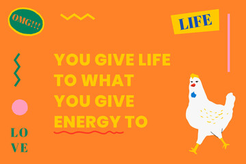 Meaningful quote with cute chicken illustration