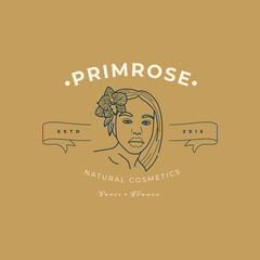 Abstract Flowers Women Vector Signs or Logo Templates. Retro Floral Illustration with Classy Typography. Feminine Logo. Modern Logo Template for florist, photographer, fashion blogger, design studio.