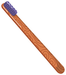 Bamboo toothbrush vector icon. Illustration of eco natural brush in flat style, wood tooth brush isolated. Dental care and oral hygiene stomatological eco friendly product, zero waste concept