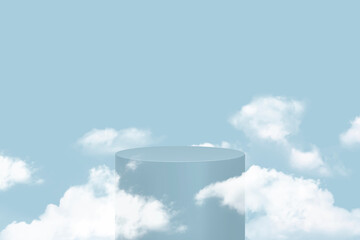 Fototapeta na wymiar 3D product display podium with clouds