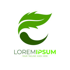 Obraz premium Leaf logo and letter E design combination, simple style