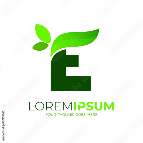 Abstract Nature Logo With Letter E Design Green Logos Wall Mural Wallpaper Murals Nur