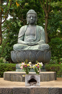 Amida Buddha Statue at Sensoji Kannon temple in Asakusa. Tokyo. Japan